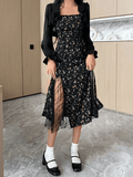 Wenkouban-nye outfits Floral Sling Slit Midi Dress 2025 fashion trends y2k style party club outfits