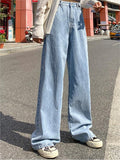 Wenkouban-High-waisted baggy boyfriend jeans- Streetwear y2k outfits Fall Outfits Christmas Thanksgiving Gift New Year's Eve