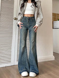 Wenkouban-y2k outfits Valentine's Day gift Fashion Slim Denim Pants Vintage Washed Blue Women Jeans American Style Chic Female Flared Pants Casual Loose Straight Trousers