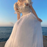 Wenkouban-2022 French White Princess Dress summer bow mid-length dress Party Ball Princess Fairy dresses for women