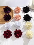 Wenkouban-Christmas Thanksgiving Solid Color Three-Dimensional Flower Drop Earrings