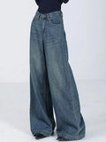 Wenkouban Blue Vintage Versatile High Waist Baggy Boyfriend Jeans