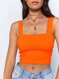 Wenkouban-Square Neck Sleeveless Summer Crop Top White Women Black Casual Basic T Shirt Off Shoulder Cami Sexy Backless Tank Top