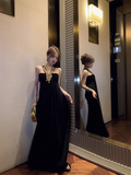 Wenkouban-2025 dress to impress party dress nye outfits Gorgeous Halter Sleeveless Black Long Party Dress Birthday Dress YM1819