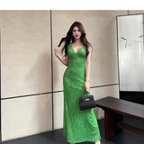 Wenkouban-2025 dress to impress party dress nye outfits Green V-neck dress YM1172