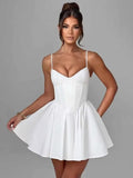 Wenkouban-back to school outfit nye outfit  White High Stretch Backless Evening Party Dress Women 2025 Ruffle Elegant Sexy Dress Bodycon Mini Summer Dress Vestidos