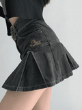 Wenkouban-nye outfits Buckle Belt Pleated Denim Mini Skirt 2025 fashion trends y2k style party club outfits