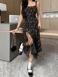 Wenkouban-nye outfits Floral Sling Slit Midi Dress 2025 fashion trends y2k style party club outfits