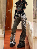 Wenkouban-American Splash Camouflage Pocket Cargo Jeans Woman Y2K Streetwear Hot Girls Loose Fashion Millennial Street Casual Jeans