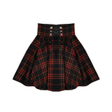 Wenkouban-swaggy outfits back to school outfits Qiukichonson Gothic Lolita Skirt Women 2020 Spring Autumn Winter High Waisted Lace-up Short Plaid Wool Skirts Mini tutu femme