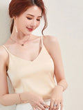 Wenkouban-Casual V-Neck Sexy Solid Satin Woman Camis Tank Tops Chiffon Sleeveless Camisole Top Halter Camis Tops