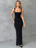 Wenkouban Elegant Sleeveless Sexy Maxi Dress For Women Summer New Square Collar Bodycon Club Party Long Tank Dress New 2024-Christmas Outfit