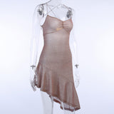 neapolitan dress to impress Knitted Glitter Sexy Backless Sling Dress 2024 Summer Women's Fashion Temperament Skirt