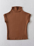 Wenkouban-Fashion Small Turtleneck Tops 2025 Summer Woman Slim Fit T-shirt Tight Cotton Short-Sleeve Tee Tops 7 Colors