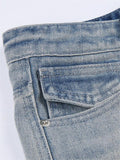 Wenkouban Faded vintage boyfriend jeans with star patch