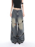 Wenkouban Deconstructed Faded Baggy Boyfriend Jeans