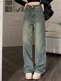 Wenkouban Vintage baggy boyfriend jeans with faded effect