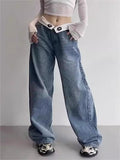 Wenkouban Hip Hop Boyfriend Baggy Jeans with Foldable Waistband