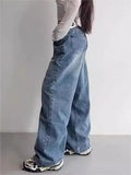 Wenkouban Hip Hop Boyfriend Baggy Jeans with Foldable Waistband