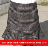 1980s fashion trends winter outfits  Black Friday Spring, Autumn and Winter Woolen Ruffled Skirt Sheath Skirt plus Size