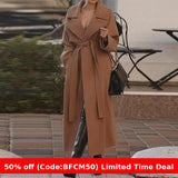 business casual outfits El street style Black Friday Christmas winter outfits Autumn and Winter Korean Style Lapel Loose Waist Lace-up Overcoat for Women