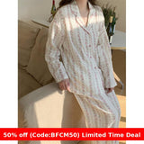 Wenkouban christmas pajamas photoshoot Cyber Monday 2024 Women's Autumn and Winter Long-Sleeved Cotton Pastoral Romantic Flower Lace Cotton