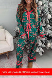 christmas pajamas aesthetic Winter outfits  Cyber Monday 2024 Autumn and Winter Women's Christmas Printed Pajamas Two-Piece Bow Lace-up Suit