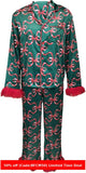 christmas pajamas aesthetic Winter outfits  Cyber Monday 2024 new year Women's Christmas Satin Print Casual Long-Sleeved Trousers Pajamas Suit Women