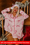 christmas pajamas aesthetic Winter outfits  Cyber Monday 2024 New Year Christmas Satin Printed Two-Piece Suit Home Wear Pajamas