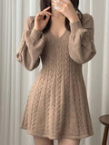 Wenkouban-nye outfits V Neck Long Sleeve Sweater Dress 2025 fashion trends y2k style party club outfits