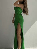 Wenkouban-nye outfits Cowl Neck Split Satin Maxi Dress 2025 fashion trends y2k style party club outfits