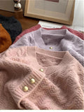 Wenkouban-y2k outfits Valentine's Day gift Fashion Knit Twists Sweater Women Simple Solid Color Cardigans Korean Style Long Sleeve Round Collar Loose Knitted Sweaters Top