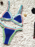 Wenkouban-Crochet Swimwear for Female Knitted Swimsuits Neoprene Bikini Beachwear Boho Style Swimsuit Two Pieces Bathng Suits