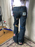 Wenkouban Y2k Graphic Cargo Jeans Women Harajuku Grunge Low Waist Denim Trouser Vintage High Street Aesthetic Japanese 2000s Jeans