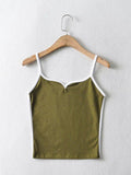 Wenkouban-Black crop top summer sexy tops women 2025 spaghetti strap top casual v neck camis knit sleeveless cami top army green cami gray