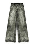 Wenkouban Y2k Streetwear Punk Hip Hop Jeans Women Grunge Baggy Ripped Denim Trousers Gothic Vintage Distressed Wide Leg Jeans Goth