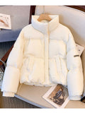 Wenkouban-y2k outfits Valentine's Day gift Winter Short Cotton Coats 2025 Casual Thick Warm Stand Collar Bread Cotton Jackets Solid Color Drawstring Quilted Jackets Parkas