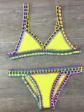 Wenkouban-Crochet Swimwear for Female Knitted Swimsuits Neoprene Bikini Beachwear Boho Style Swimsuit Two Pieces Bathng Suits