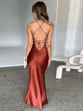 Wenkouban Satin Backless Maxi Dress For Women 2022 Autumn New Spaghetti Strap Sleeveless Bodycon Long Dress Vestido Clubwear-Christmas Outfit