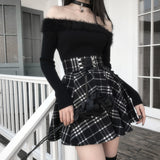 Wenkouban-swaggy outfits back to school outfits Qiukichonson Gothic Lolita Skirt Women 2020 Spring Autumn Winter High Waisted Lace-up Short Plaid Wool Skirts Mini tutu femme