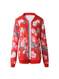 Wenkouban-Floral Print Zipper Casual Jacket Women 2025 Spring Summer Long Sleeve Loose Bomber Jacket Coat O Neck Fashion Tops Outerwear