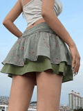 Wenkouban-nye outfits Floral Print Ruffle Mini Skirt 2025 fashion trends y2k style party club outfits