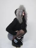 Wenkouban-Winter 2024 New American Retro Design 1980s fashion y2k outfits Disayn Fur Hoodie