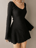 Wenkouban-nye outfits Simple Knitted Long Sleeve Mini Dress 2025 fashion trends y2k style party club outfits