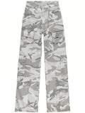 Wenkouban Gray vintage camo baggy cargo jeans