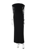 Wenkouban Black Backless Sexy Long Dress For Women Tassel Patchwork Elegant Party Looks Gown Sleeveless Ladies Summer Maxi Dress