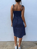 Wenkouban-Dresses 2025 Sundress Summer Women Causal Polka Dot Sleeveless High Pleated elastic waist V-Neck Beach Dress Vestidos De Verano