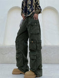 Wenkouban-Vintage baggy cargo jeans with multiple pockets- Streetwear y2k outfits Fall Outfits Christmas Thanksgiving Gift New Year's Eve