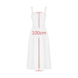 Wenkouban White Summer Jacquard Dress 2025 New Arrivals Midi Elegant Party Dresses White Spaghetti Strap Lace Up Women's Clothing-nye outfits