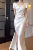 Wenkouban-2025 dress to impress party dress nye outfits Elegant White Slit Prom Dress Women's Party Birthday Dress YM1697